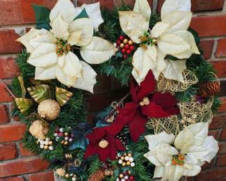 Faux Poinsettia Wreath, 24"
