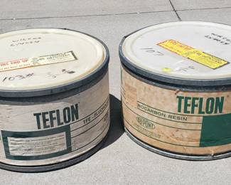 2 Teflon Round Industrial Storage Containers
