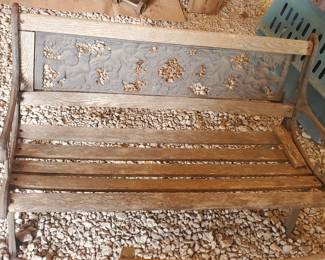 Cast Iron and Wood Bench w/Cherubs - needs repair
