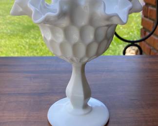 Fenton Thumbprint Ruffled Pedestal Dish 6”
