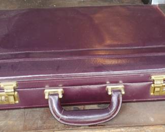Maroon Unbranded Vinyl Briefcase - combination unknown but locks engage
