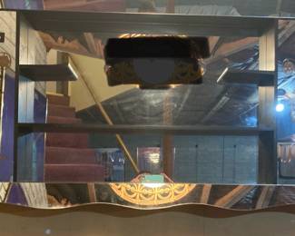 Large Vintage Hollywood Regency Mirrored Shadow Box Wall Shelf 4’w x 26”h x 5”d
