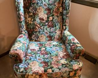 Les Brown Co. Floral Tapestry Print Wing Back Armchair

