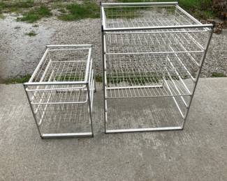 Two Metal Shelves with Pull-Out Drawers 30” & 17”
