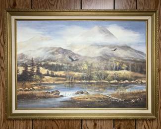 Framed, Signed Print of Mountain View by Leach Aws
