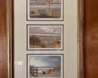 Framed Water Color Beach Scenes Print 14x22
