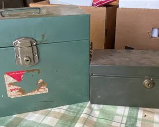 Green & Gray Metal Boxes - no keys but unlocked
