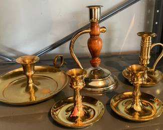 Lot of Brass Candlestick Holders
