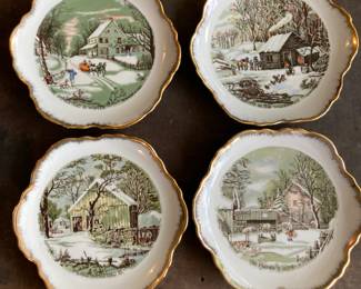 Lot of 4 Currier & Ives Plates/Wall Hangings

