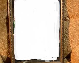 Vintage Beveled Mirror w/Gold Tone Wooden Frame 17.5 x 13.5 - white area is editing
