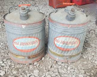 Two Vintage Metal “Old Ironsides” Gas Cans
