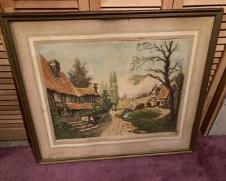 Vintage Framed Print of Etching “La Valle” Signed by Artist 28x32
