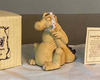 Vintage Krystonia Cold Cast Porcelain Grunch’s Toothache (Small) Figurine w/Box, Swarovski Crystal and Card - LOT A
