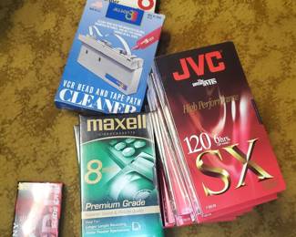 Blank VHS Tapes and Cleaner and Sony Slide CD Tape
