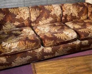 Vintage JC Penny Leaf Pattern MCM 8’ Sofa - Comes with Sofa Cover
