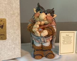 Vintage Krystonia Cold Cast Porcelain Myzer Figurine w/Box, Swarovski Crystal and Card
