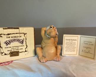 Vintage Krystonia Cold Cast Porcelain Grunch’s Toothache (Small) Figurine w/Box, Swarovski Crystal and Card - LOT B
