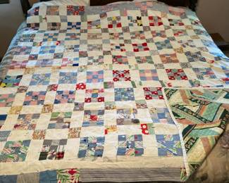 Vintage Hand Made Full/Queen Double Sided Patchwork Quilt

