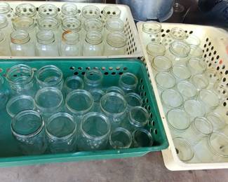 Lot of Canning Jars w/Plastic Baskets
