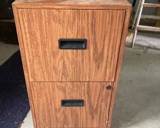 Two Drawer Wood Grain Metal File Cabinet
