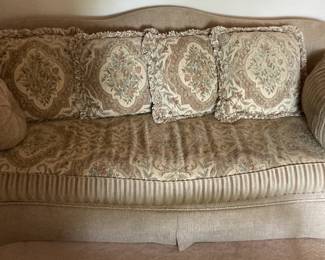 Decor Rest 7ft Beige Floral Sofa with Pillows
