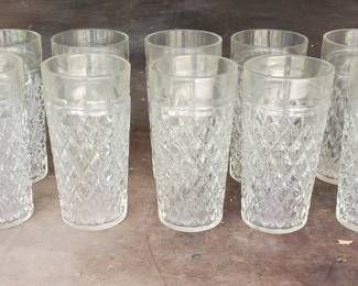 Lot of 10 Vintage Pressed Glass Quilted Diamond Cut Jelly/Peanut Tumblers
