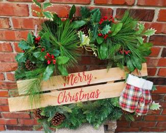 Merry Christmas Wreath, 30.5"x24"h
