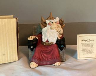 Vintage Krystonia Cold Cast Porcelain N’Borg’s Throne (Large) Figurine w/Box, Swarovski Crystals and Card
