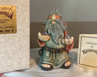 Vintage Krystonia Cold Cast Porcelain Rueggan Figurine w/Box, Swarovski Crystals and Card
