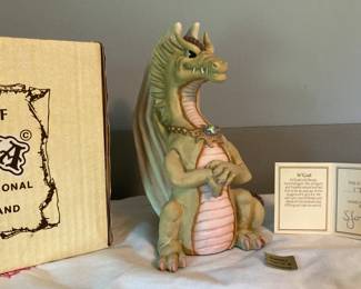 Vintage Krystonia Cold Cast Porcelain N’Grall Figurine w/Box, Swarovski Crystal and Card
