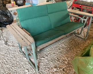 Wood and Metal Padded Glider 71”x33”x3’
