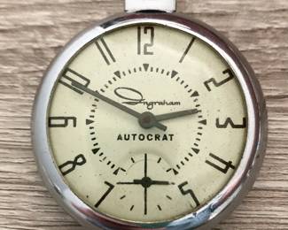 Ingraham Autocrat Metal Pocket Watch - untested- needs battery
