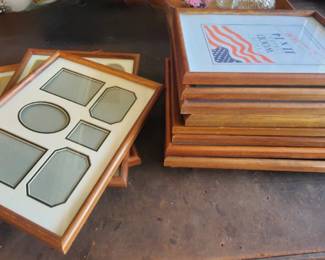 Lot of 12 Wood 11"x14" Frames, four matted for collage 
