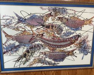 Indonesian Batik Painting of Fish