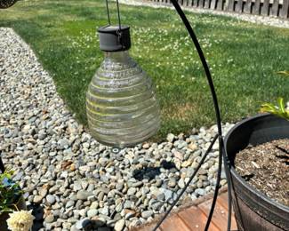 Clear Glass Solar Light/Wasp Trap, Metal Shepherd Hook Stand