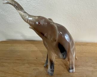 Carved Buffalo Horn Elephant Figurine/Sculpture