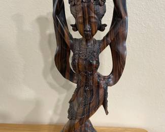 Balinese Macassar Wood Carved Dancer Sculpture