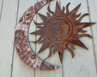 Bronze Tone Sun & Moon Wall Decor