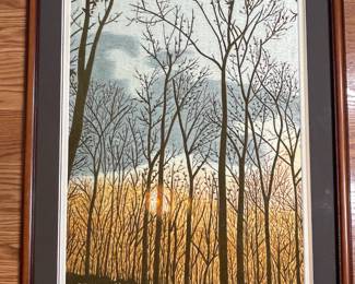 Framed Silk Screen Print "Que Huong Viet Nam"