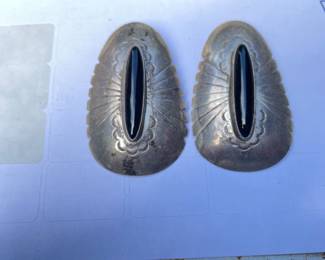 1980's Style Silver and Black Earrings