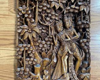 Balinese Ornate " Rama and Shinta" Hand-Crafted Wood Carving
