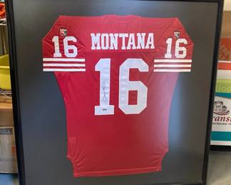 Joe Montana Signed And Framed Jersey With Certificate Of Authenticity