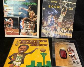 Seattle SuperSonics World Champions Yearbook Gary Payton Game Worn Jersey Card Sonic Boom Yearbook