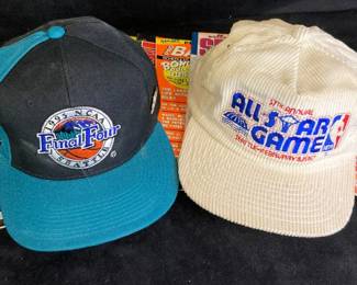 1987 All Star Corduroy Hat 1995 NCAA Final Four Hat Limited Edition Basketball Hall of Fame Ticket