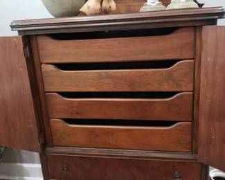 ANTIQUE CHEST INTERIOR PHOTO WITH PULL OUT DRAWERS