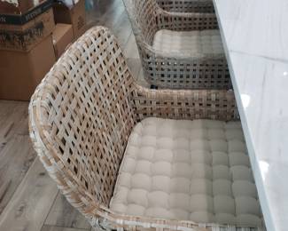 BALLARD DESIGNS WOVEN BARSTOOLS (SET OF 3)