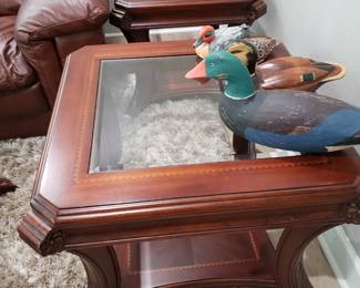 GLASS TOP SIDE TABLES AND DUCKS