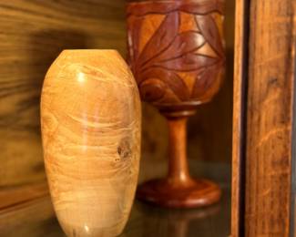 Hand Carved and Turned Elmwood Vase