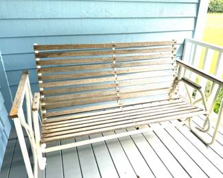 Vintage Porch Glider Bench Metal and wood