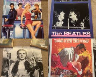 Vintage Posters, Dorothy of the Wizard of OZ, Hollywood Diner Poster (Elvis, Marlon, Marilyn and James, The Beatles Poster, Gone With the Wind Movie Poster